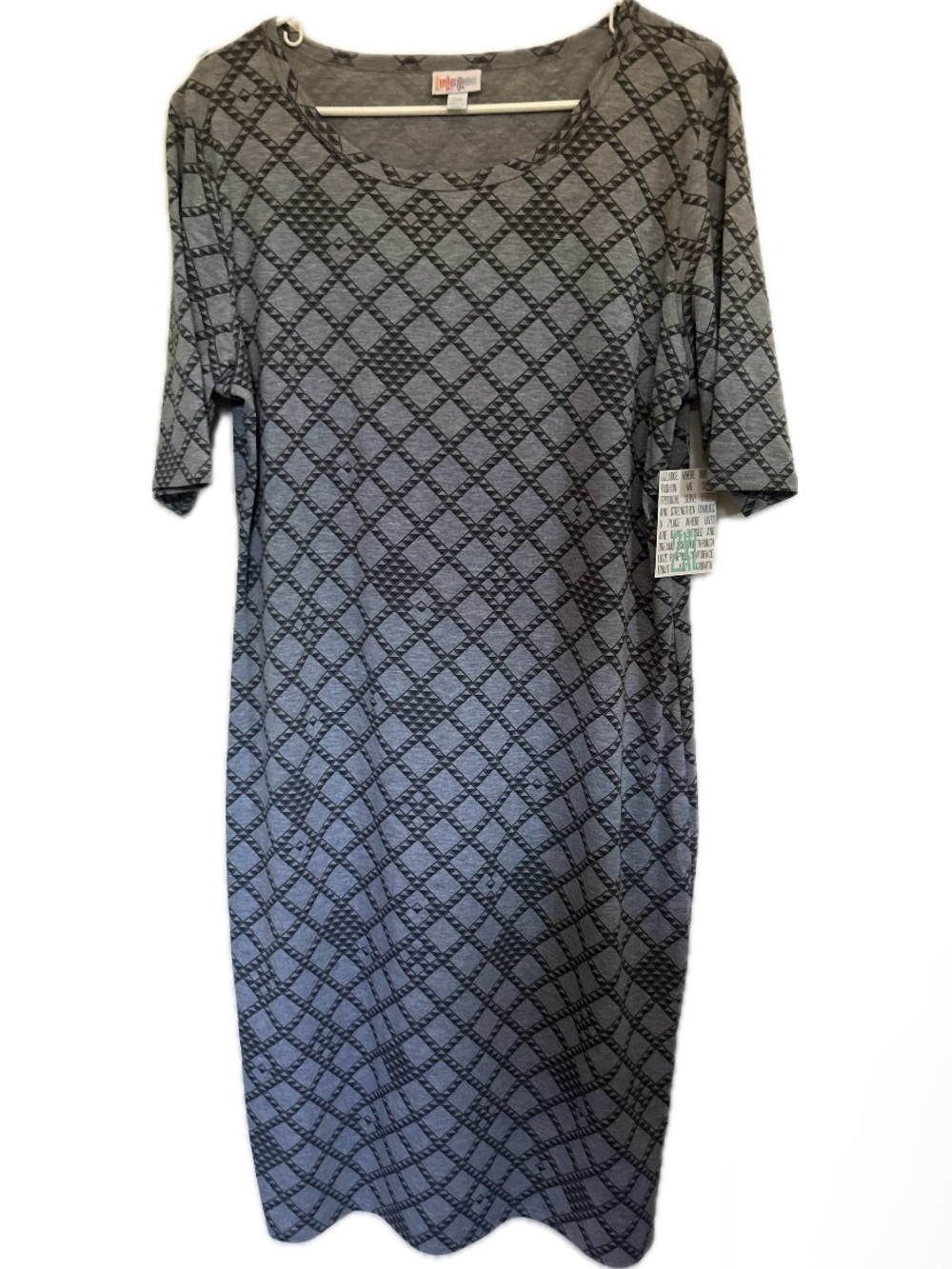 LuLaRoe “Julia” Dress Size 2XL Heather Grey Geometric Print